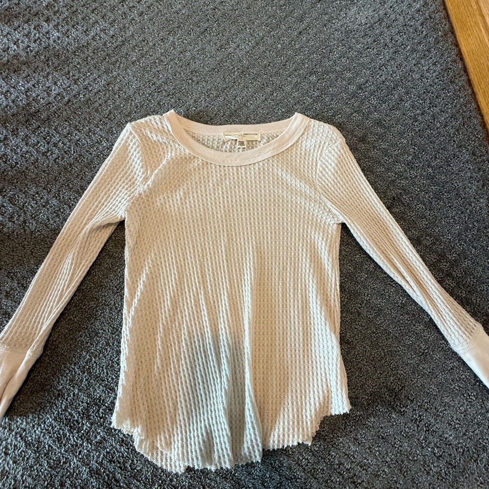 Urban Outfitters Cream Long Sleeve Ribbed Tee
